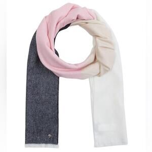 Kate Spade Color Block Wool Scarf Pink White Charcoal New